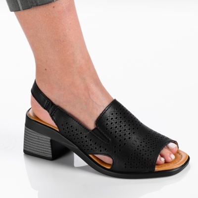 Sandale dama piele naturala casual - CARLA Black