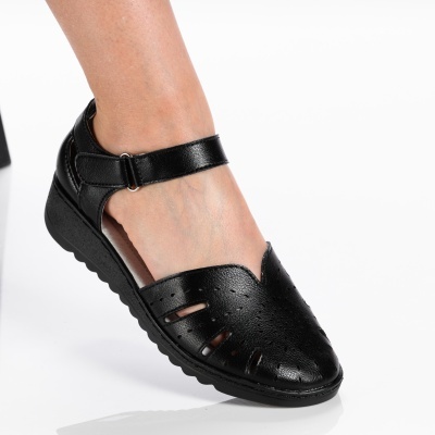 Sandale dama piele naturala comode - ANIELA Black
