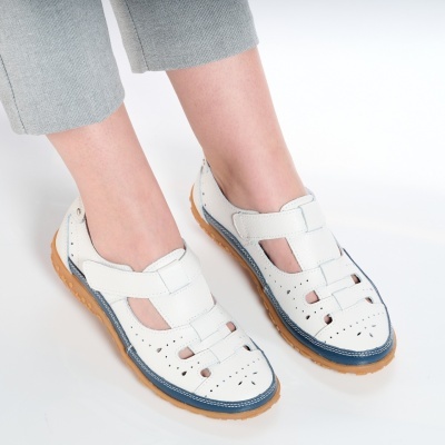 Sandale dama piele naturala perforate – SERENA Navy - Img 3