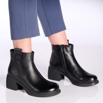 Botine dama piele naturala – KENDRA Black - Img 3