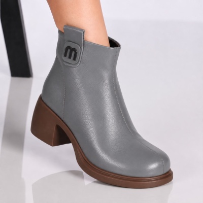 Botine dama piele naturala – KENDRA Grey