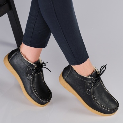 Ghete dama piele naturala imblanite comode – JULIET Black - Img 4
