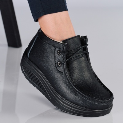Ghete dama piele naturala imblanite talpa ortopedica – JENNIFER Black