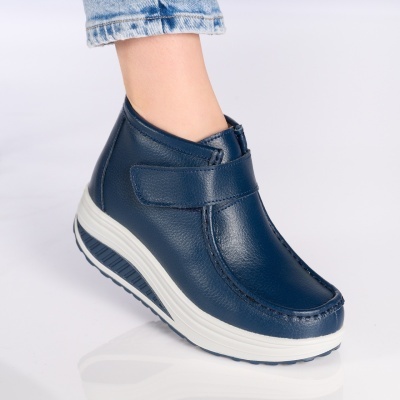 Ghete dama piele naturala imblanite talpa ortopedica – KATE Blue