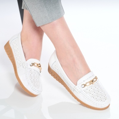 Mocasini dama piele naturala – SIMINA White - Img 2