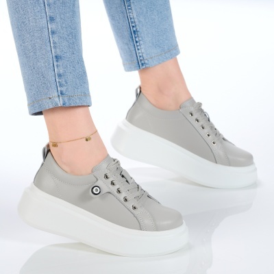 Pantofi dama piele naturala casual – PAMELA Grey