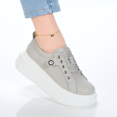 Pantofi dama piele naturala casual – PAMELA Grey - Img 2
