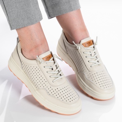 Pantofi dama piele naturala casual - ANDRA Beige - Img 3