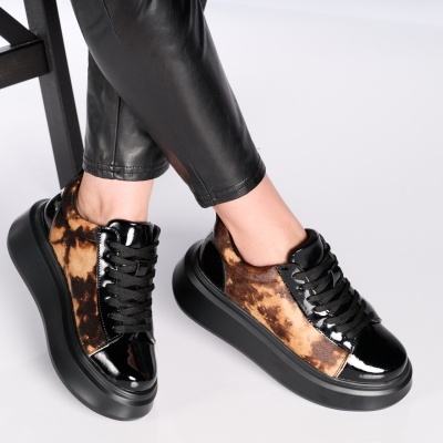 Pantofi dama piele naturala casual comozi – LIDIA Black Shiny - Img 2