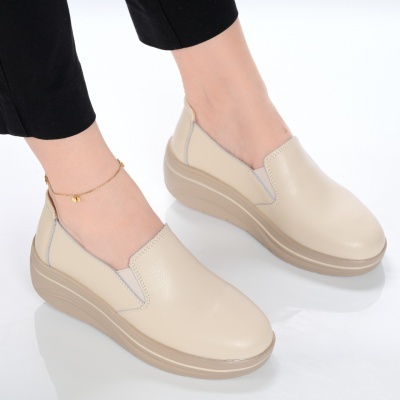 Pantofi dama piele naturala casual comozi – PATRICIA Beige - Img 2