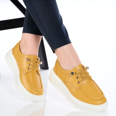 Pantofi dama piele naturala comozi – NOVIA Yellow - Img 2