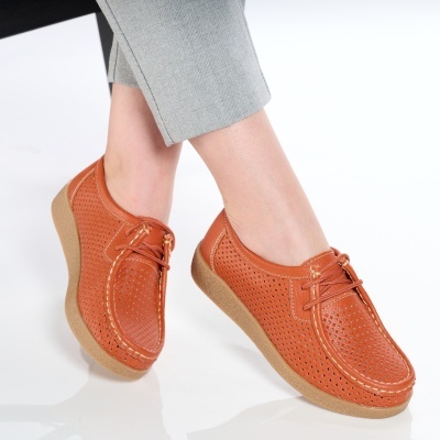 Pantofi dama piele naturala comozi – SARA Orange - Img 2