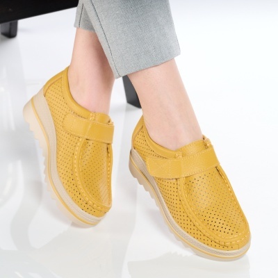 Pantofi dama piele naturala comozi – TEREZA Yellow - Img 2