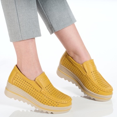 Pantofi dama piele naturala comozi – TESSA Yellow - Img 3