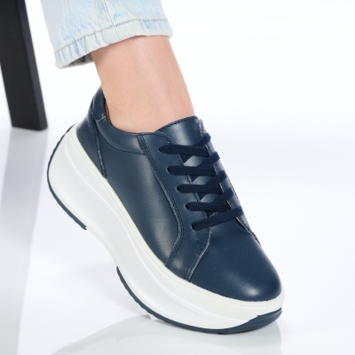 Pantofi dama piele naturala comozi talpa ortopedica – OTILIA Navy