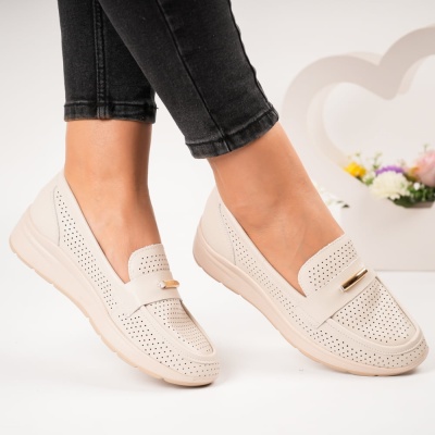 Pantofi dama piele naturala eleganti – CAROLA Beige - Img 2