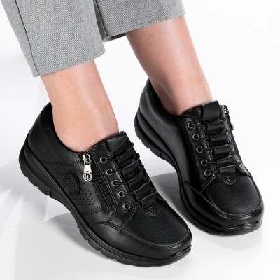 Pantofi dama piele naturala talpa comoda - ZARINA Black - Img 3