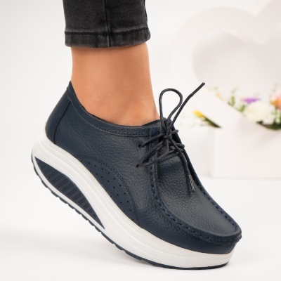 Pantofi dama piele naturala talpa ortopedica – BEATRICE Blue