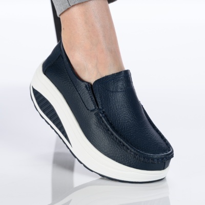Pantofi dama piele naturala talpa ortopedica – IRIS Blue