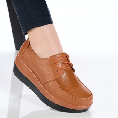 Pantofi dama piele naturala talpa ortopedica – OLIVIA Camel - Img 2