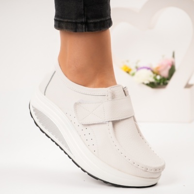 Pantofi dama piele naturala talpa ortopedica – VICTORIA White