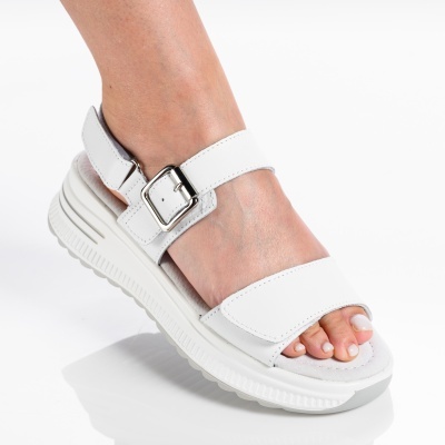 Sandale dama piele naturala casual comode - CELIA White