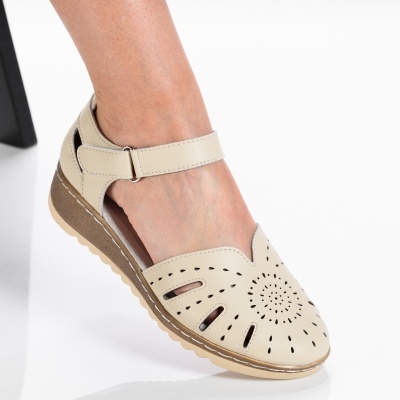 Sandale dama piele naturala comode - ANIELA Beige
