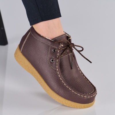 Ghete dama piele naturala imblanite comode – JULIET Brown