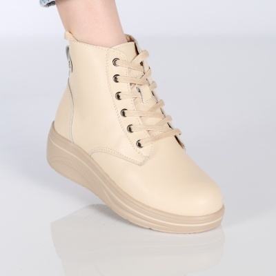 Ghete dama piele naturala imblanite comode – NADIA Beige
