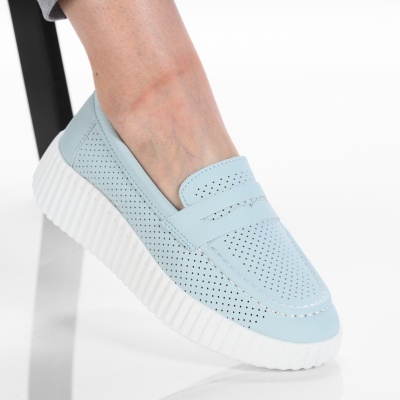 Pantofi dama piele naturala casual - ADA Sky Blue