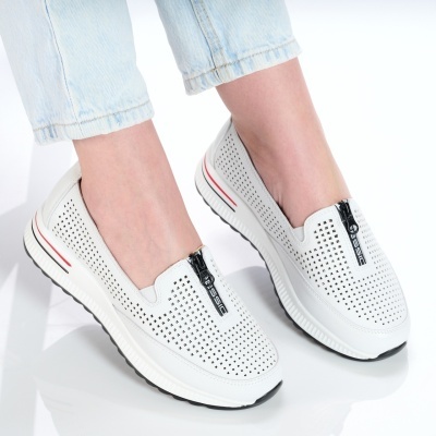 Pantofi dama piele naturala casual comozi – ROSALIA White - Img 3