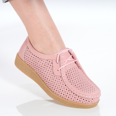 Pantofi dama piele naturala comozi – SARA Pink