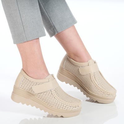 Pantofi dama piele naturala comozi – TEREZA Beige - Img 3