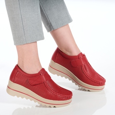 Pantofi dama piele naturala comozi – TEREZA Red - Img 3