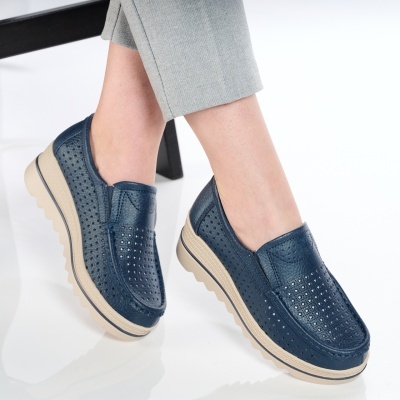 Pantofi dama piele naturala comozi – TESSA Blue - Img 2