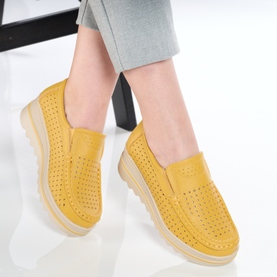 Pantofi dama piele naturala comozi – TESSA Yellow - Img 2