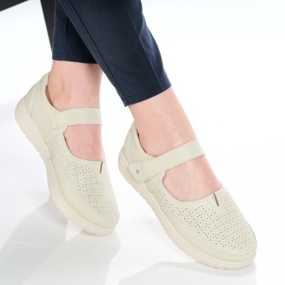 Pantofi dama piele naturala comozi cu bareta – RUBY Beige