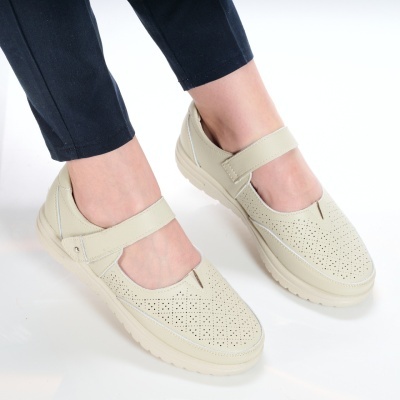 Pantofi dama piele naturala comozi cu bareta – RUBY Beige - Img 3