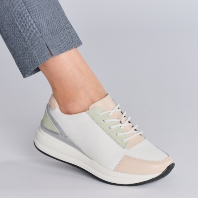 Pantofi dama piele naturala super comozi – GOLDIE White&Pink