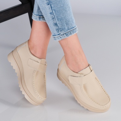 Pantofi dama piele naturala talpa comoda – IVY Beige - Img 3