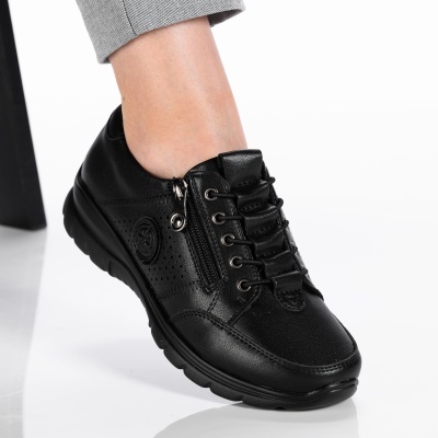 Pantofi dama piele naturala talpa comoda - ZARINA Black