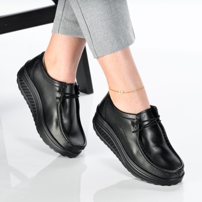 Pantofi dama piele naturala talpa ortopedica – BETTY Black - Img 2