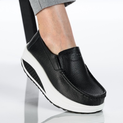 Pantofi dama piele naturala talpa ortopedica – IRIS Black