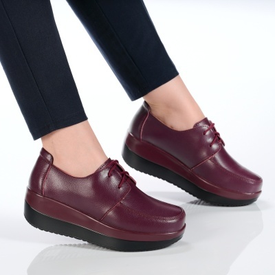 Pantofi dama piele naturala talpa ortopedica – OLIVIA Wine - Img 3