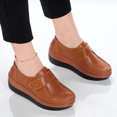 Pantofi dama piele naturala talpa ortopedica – PANDORA Camel - Img 2