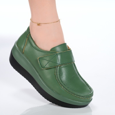 Pantofi dama piele naturala talpa ortopedica – PANDORA Green - Img 2