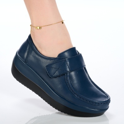 Pantofi dama piele naturala talpa ortopedica – PANDORA Navy - Img 2