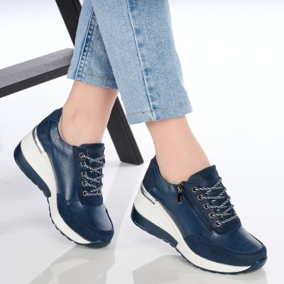 Pantofi dama piele naturala talpa ortopedica – PETRONELA Navy - Img 2