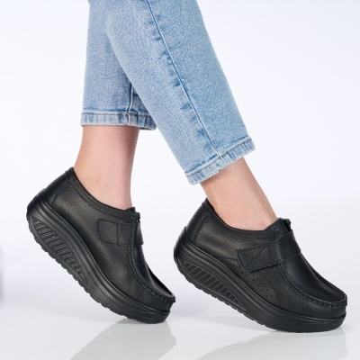 Pantofi dama piele naturala talpa ortopedica – VICTORIA Black&Black - Img 2