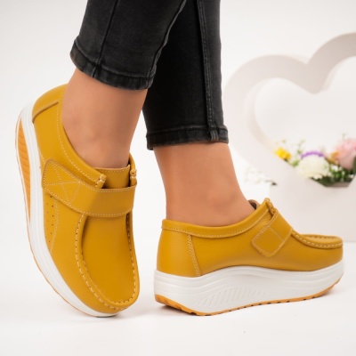 Pantofi dama piele naturala talpa ortopedica – VICTORIA Yellow - Img 2